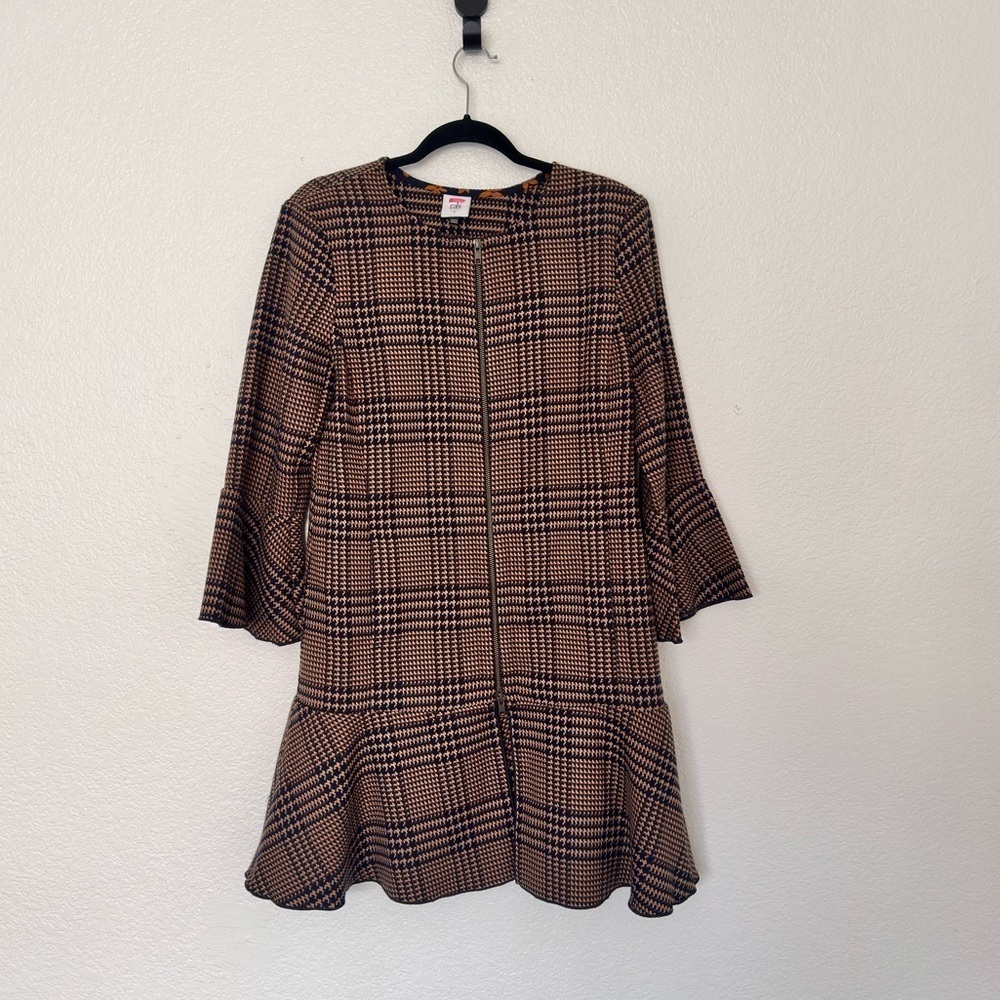 CAbi Brown Plaid Jacket with Flared Sleeves - Picture 1 of 7